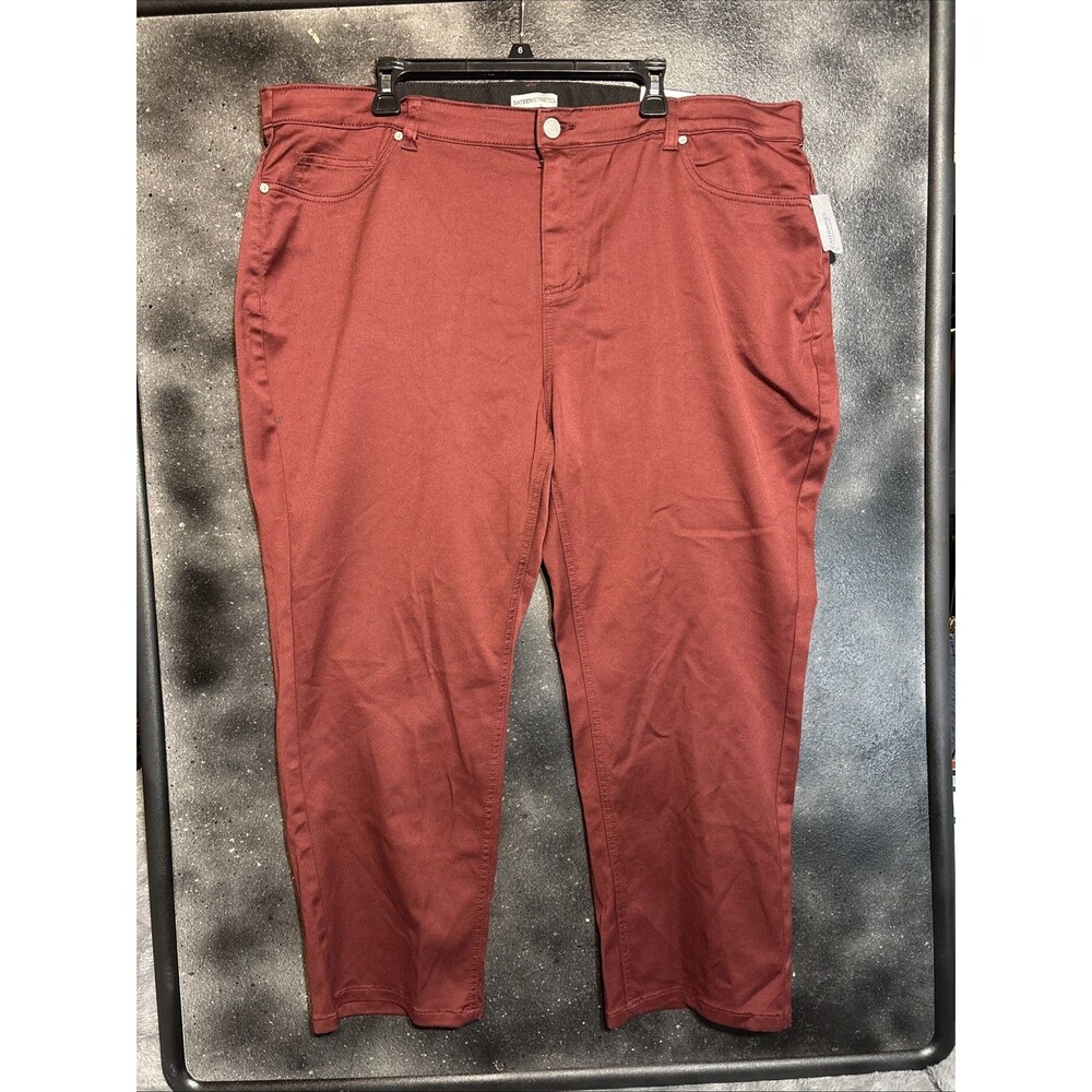 Catherine’s Plus Petite Jeans 24WP Wine Sateen Stretch Comfort Waist NWT